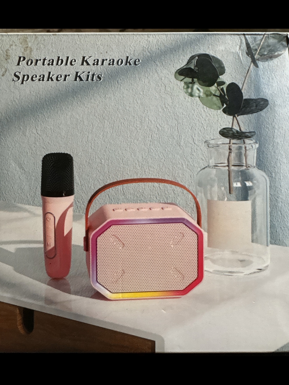 Portable Pink Karaoke Speaker with Wireless Microphone